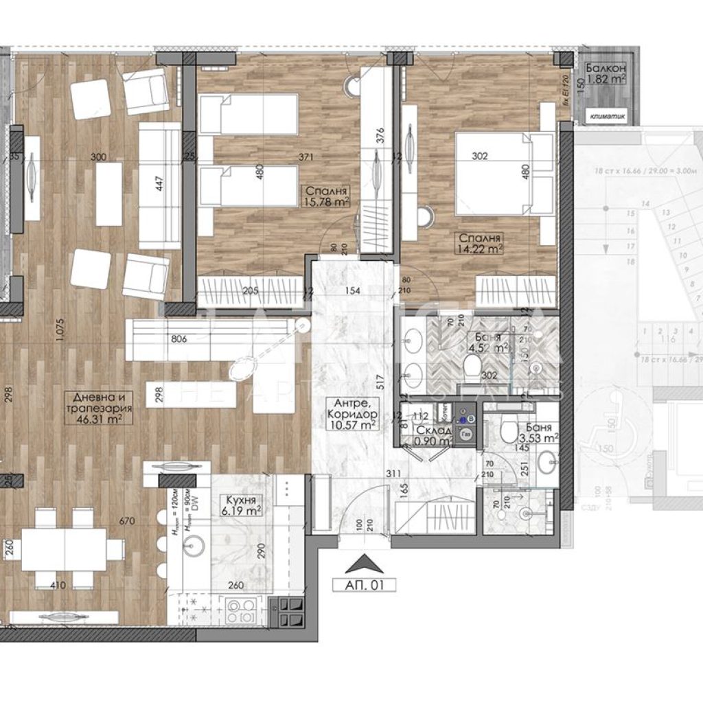 Тристаен апартамент в Манастирски ливади - изток - 0
